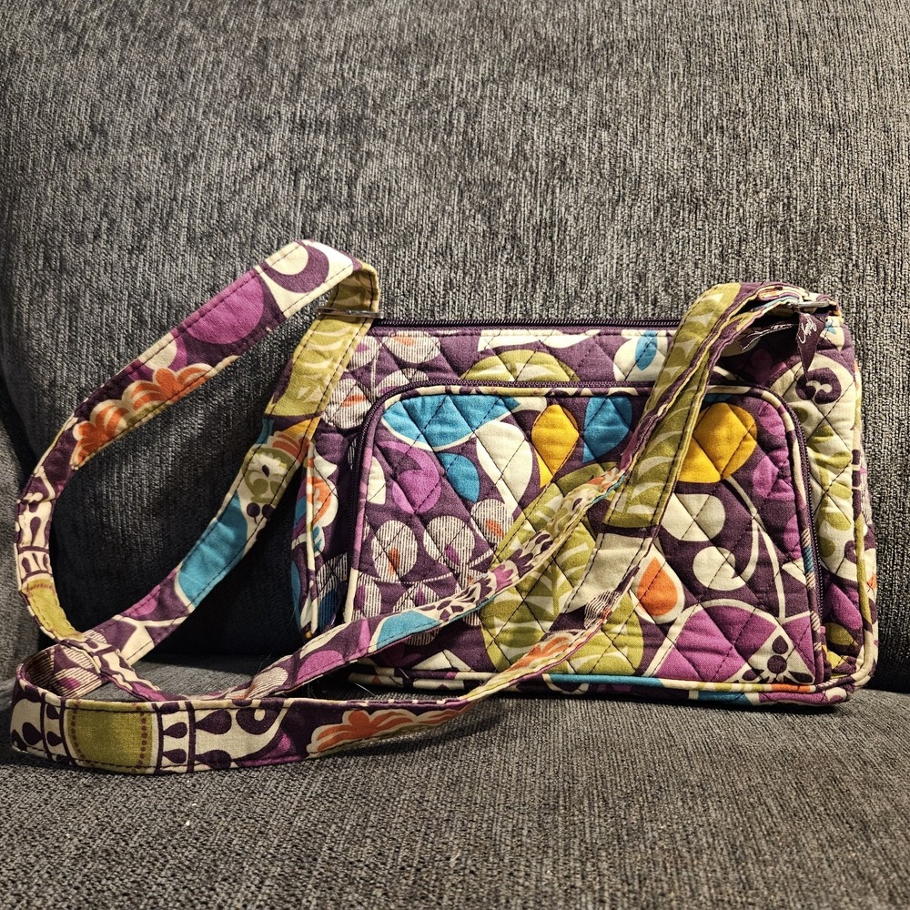 Vera Bradley Plum Crazy Cross Body Bag Purse - Retired‎ Pattern - Picture 2 of 9